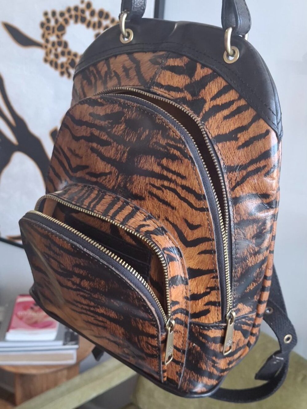 Patricia Nash Tiger Print Leather Backpack